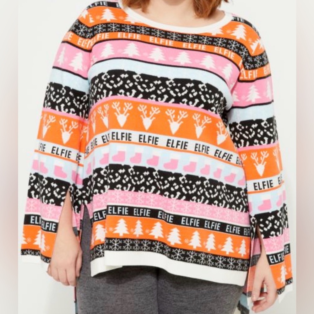 Festive Elfie Sweater with Colorful Patterns
